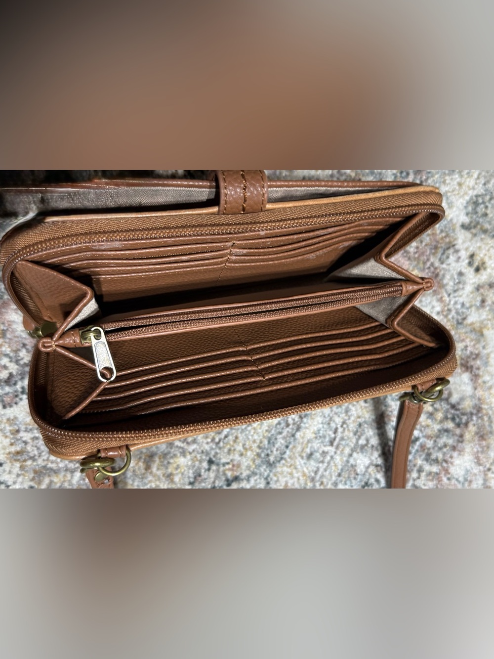 The Sak Iris Embossed Leather Wallet in Cognac Brown - Picture 4 of 7